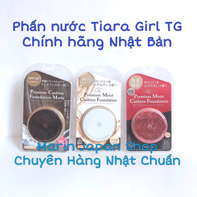 (Đủ bill,sale 45%)Phấn nước Tiara Girl TG Nhật Bản Premium Moist Cushion Foundation hộp màu đỏ