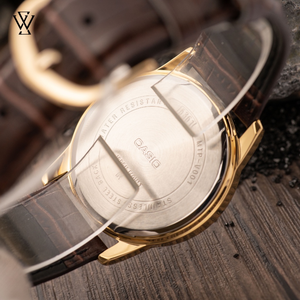 Đồng Hồ Quartz Nam Casio WATCHSTORE MTP-V001GL-1BUDF Thiết Kế Kính Khoáng 38mm, Dây Đeo Da Và Vỏ Thép Không Gỉ