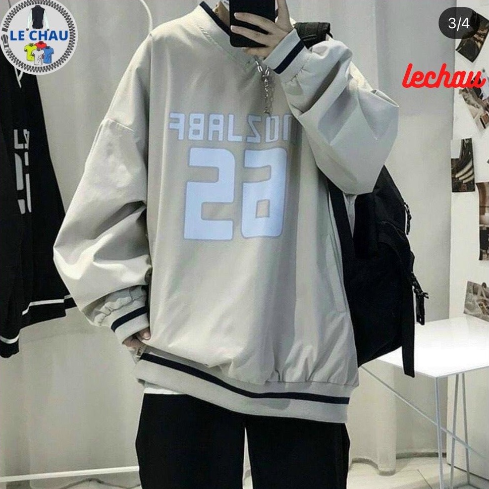 Áo khoác nỉ unisex form rộng sweater cổ tim nam nữ street style hottrend Hàn Quốc AKN23 LECHAU đôc đẹp rẻ