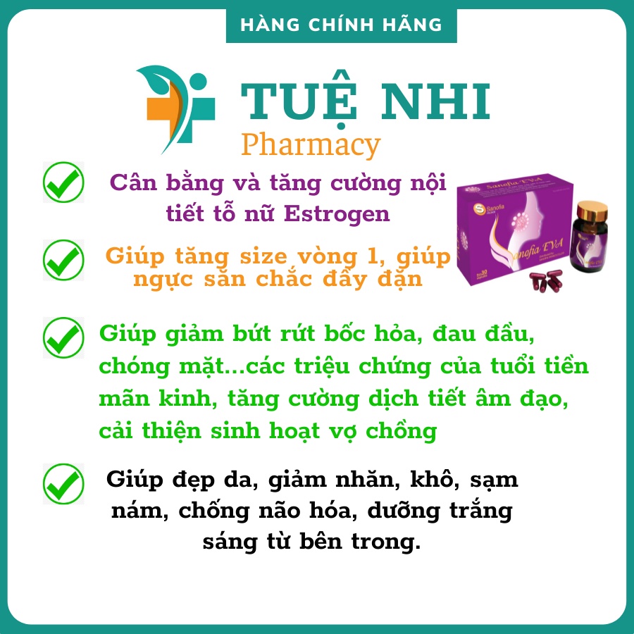 Viên uống SANOFIA EVA giúp cân bằng và tăng cường nội tiết tố nữ hộp 30 viên - NT075