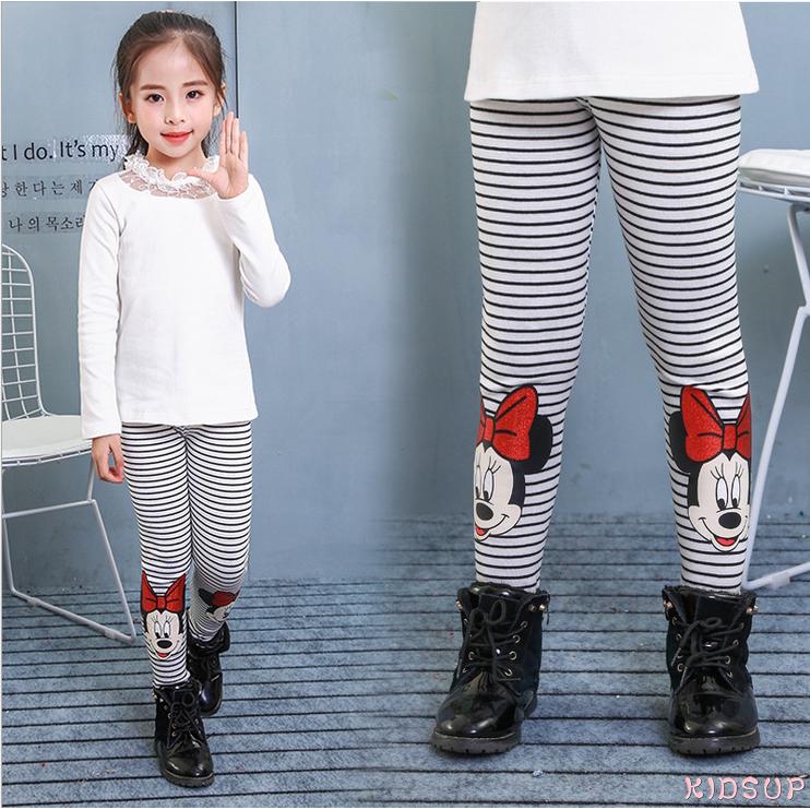 Quần legging dài in hình chuột mickey minnie xinh xắn cho bé gái từ 2-7 tuổi