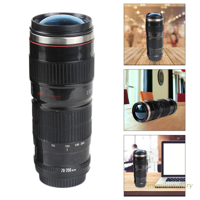 Bình Nước Giữ Nhiệt Hình Ống Kính Máy Ảnh Bằng Thép Không Gỉ 400ml Ef 70-200mm