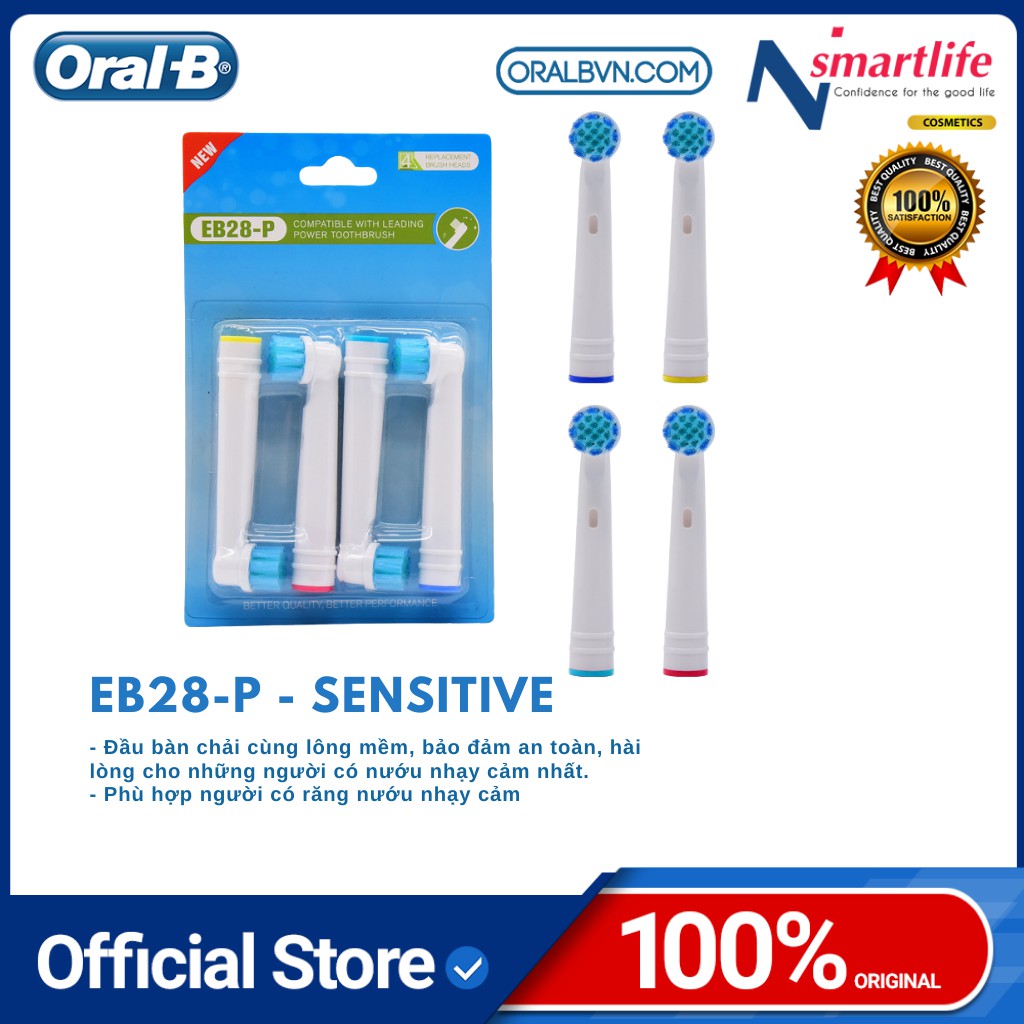 Đầu bàn chải điện thay thế EB28-P- SENSITIVE cho răng nướu nhạy cảm sản xuất theo tiêu chuẩn của Oral B