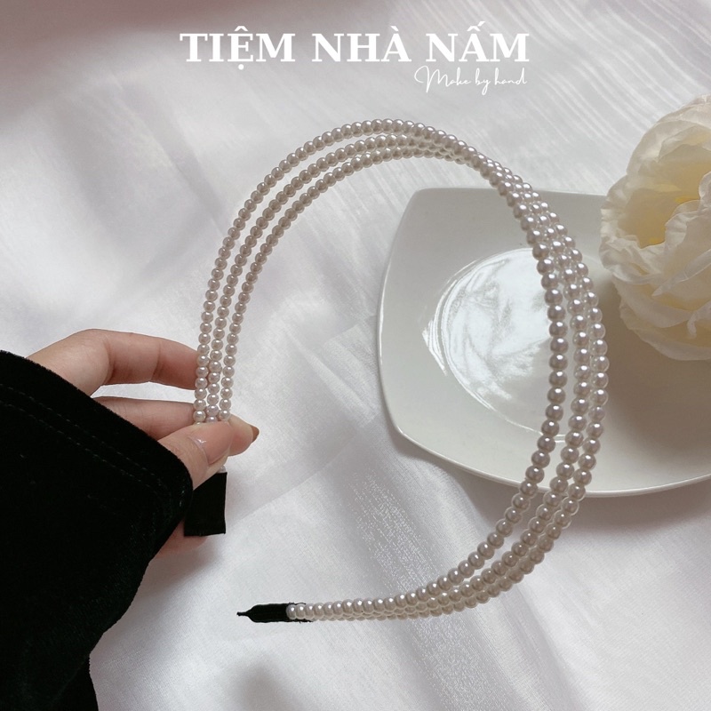 [ Nhà Nấm handmade ]BỜM / CÀI TÓC NGỌC TRAI GIẢ PHONG CÁCH HÀN QUỐC