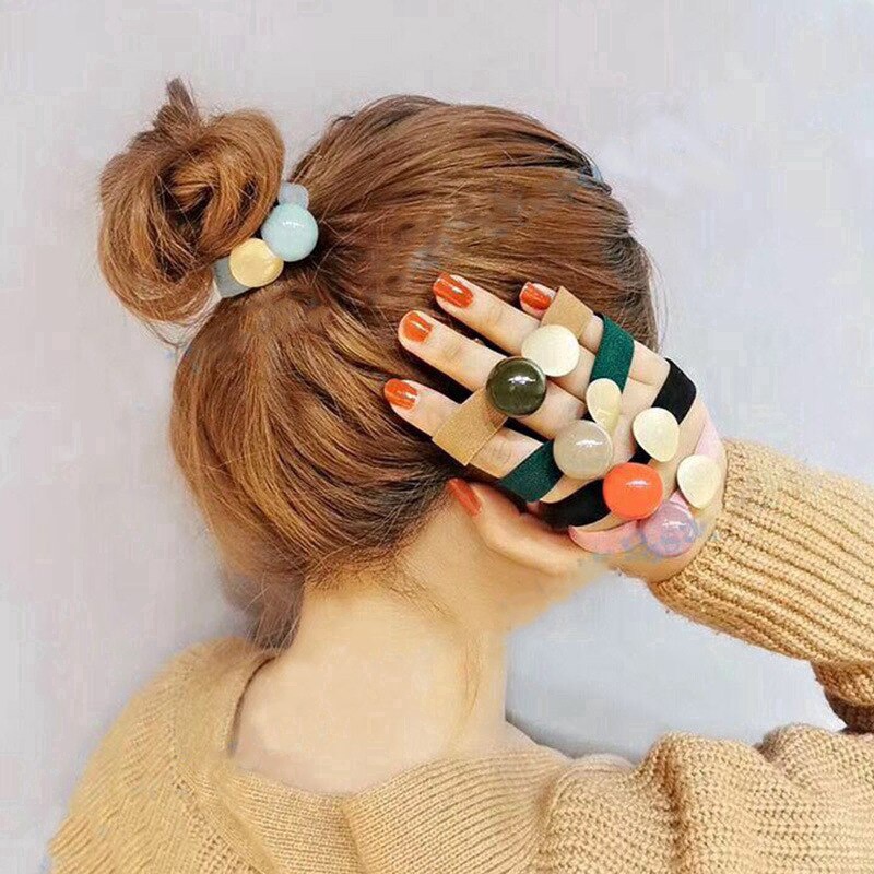 Dây Buộc Tóc Bản Rộng Co Giãn Kiểu Thắt Nút Ngọt Ngào Cho Nữ