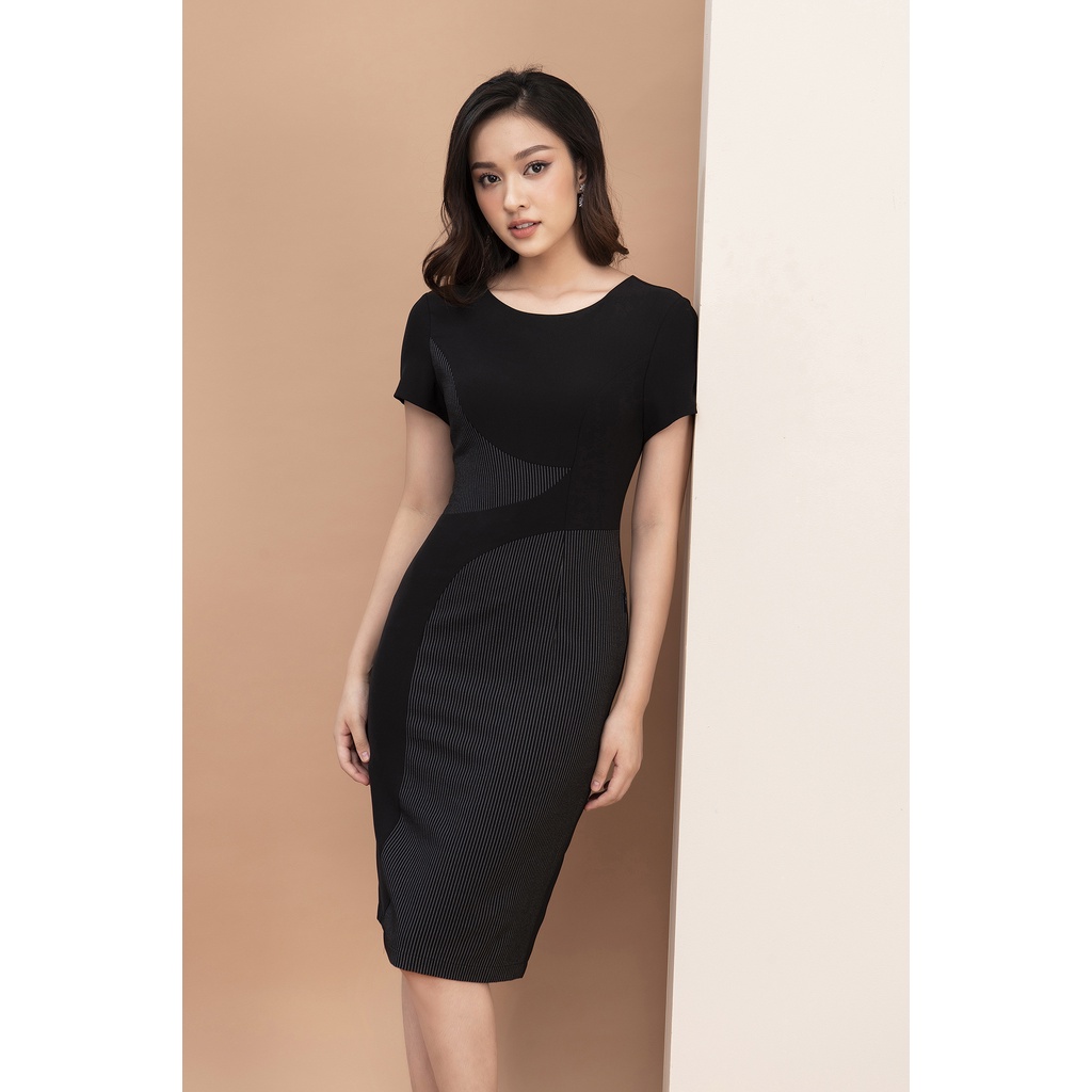 Đầm Thiết Kế Công Sở Cao Cấp Dáng Ôm A Phối Kẻ LUPERI LFV3216