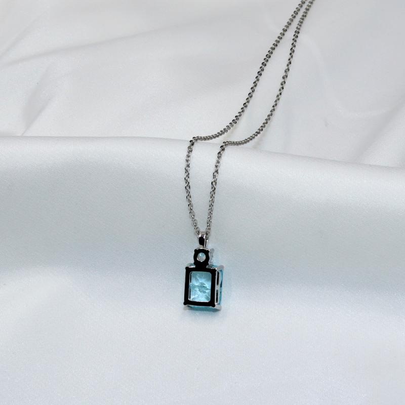 Vòng cổ Mặt Vuông Đính Đá Zircon Xanh Dương Sang Trọng Thời Trang Dành Cho Nữ