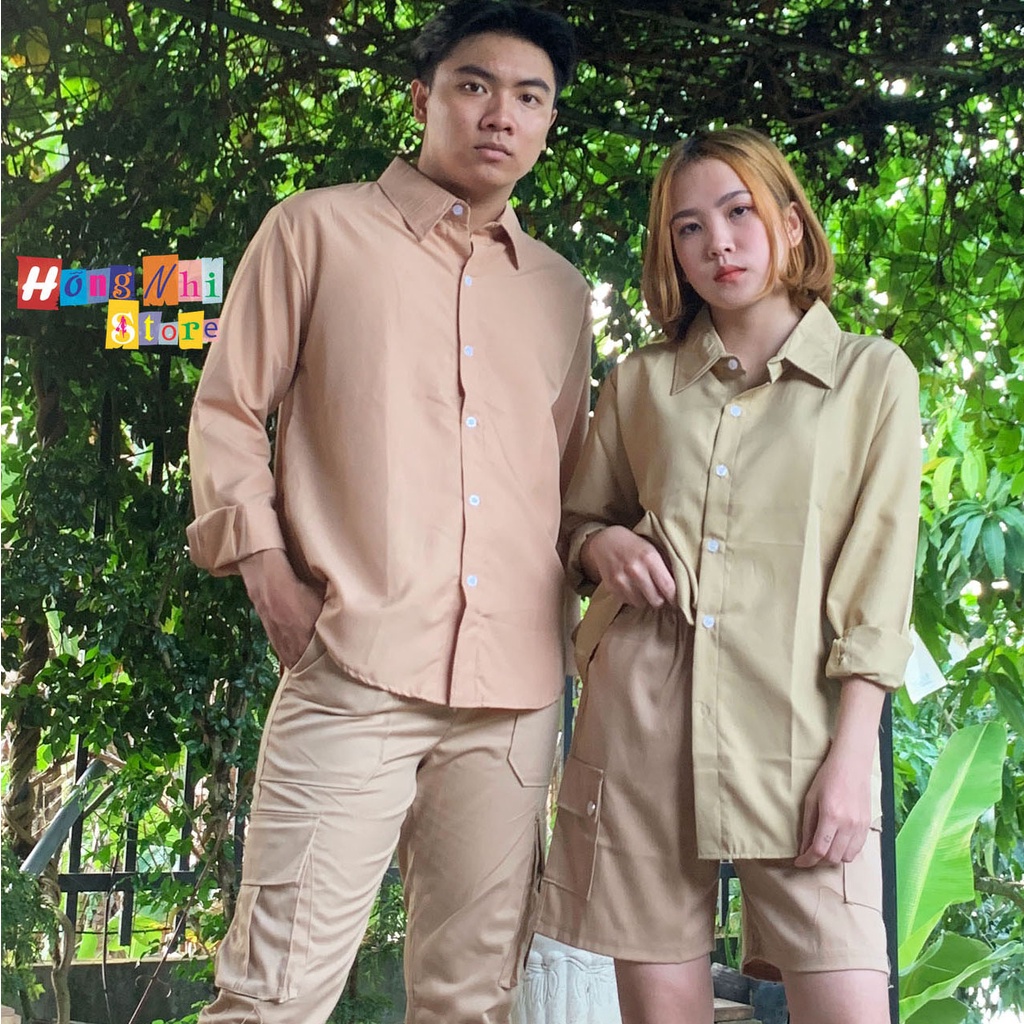 Sơ Mi Tay Dài Trơn Màu Tan Dáng Rộng Nam Nữ Ulzzang Unisex - MM