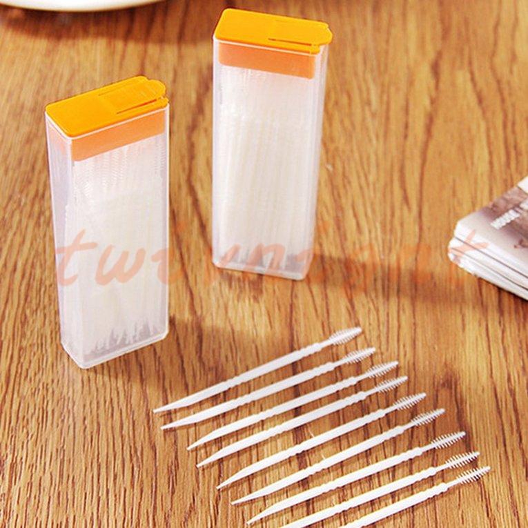 twivnignt Hộp 50 Cây Tăm Xỉa Răng Bằng Nhựa 50pcs Dental Picks Toothpick Plastic Interdental Toothpick Brush 50 PCS Hotel Dental Picks Oral Care