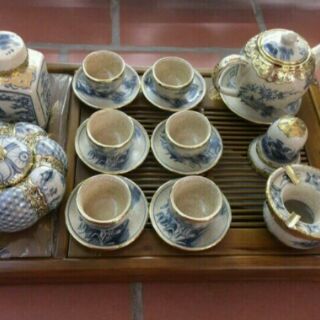 Bộ ấm chén (men rạn bọc đồng)