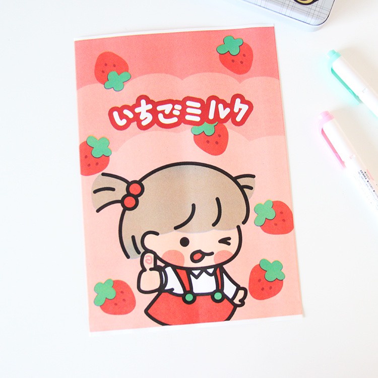 Set 5 túi giấy gió nhiều màu đựng đồ, quà tặng hình hoạt hình dễ thương, xinh xắn 21x14,5cm