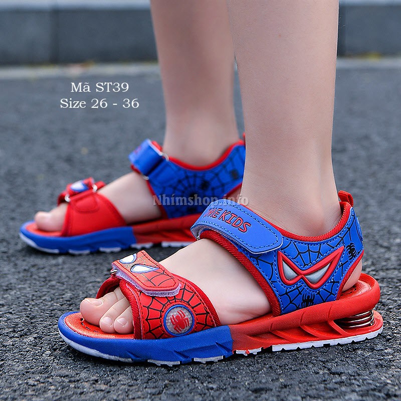 Sandal siêu nhân spiderman cho bé trai 3 - 12 tuổi quai ngang đế lò so phong cách Hàn Quốc cực chất ST39