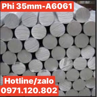 Thanh nhôm tròn đặc phi 35mm -a6061 dài 50cm -1m
