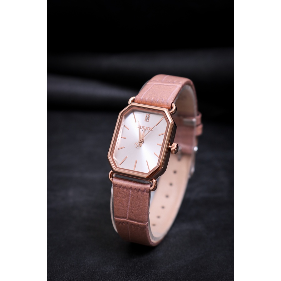 Đồng Hồ Nữ JA-1356A Julius Hàn Quốc Dây Da (Hồng)