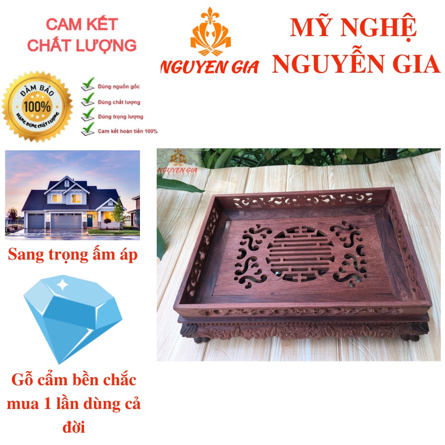 Khay trà gỗ CẨM mẫu trạm Rồng (MỘC)