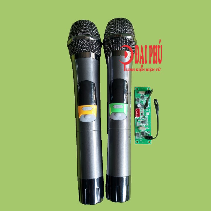 Micro không dây đôi UHF loa kéo mạch loa kéo - SET tần số - thân nhôm - phím bấm, micro cho loa kéo