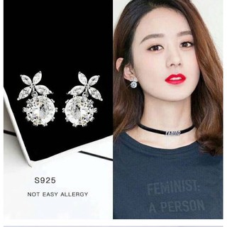 Bông Sát Tai Đính Đá Bạc 925