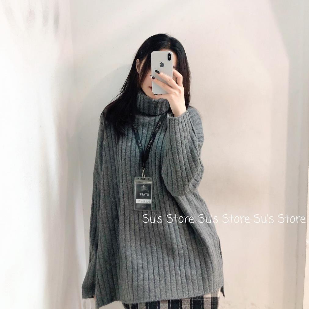 Áo len gân cổ lọ xẻ tà A1545 SUSTORE -ko99