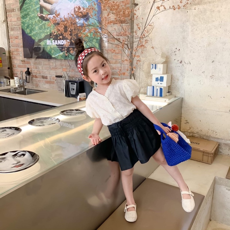 Áo sơ mi thêu bé gái cao cấp ( không kèm váy ) Trung quốc vải thô