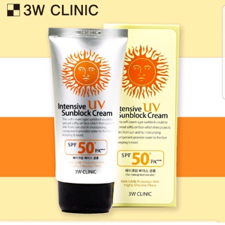 Kem chống nắng #3WCLINIC Intensive UV Sunblock Cream SPF 50 + Pa+++ 70ml