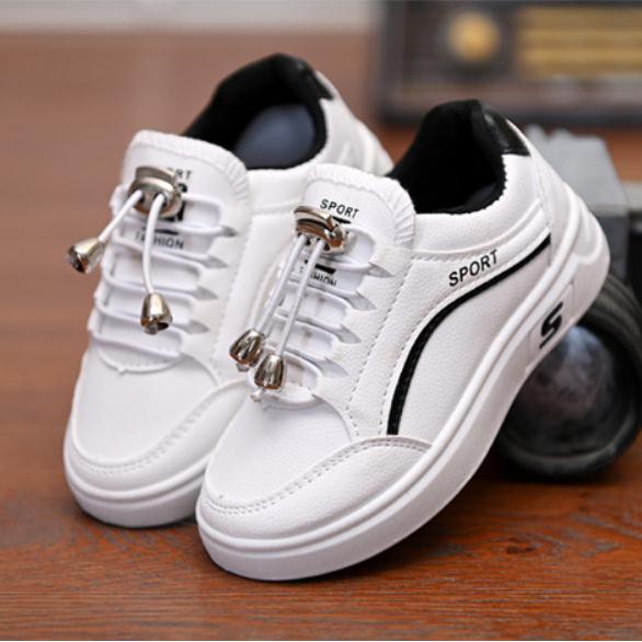 Giày thể thao màu trắng phong cách thời trang Hàn Quốc dành cho bé trai và bé gái size 27-38