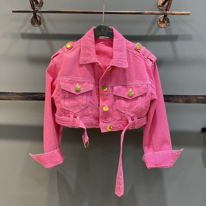Áo Jeans dài tay màu hồng đào cài cúc Áo khoác bò Denim jackets phong cách ulzzang chất vải đẹp dáng rộng AK008 siêu xin