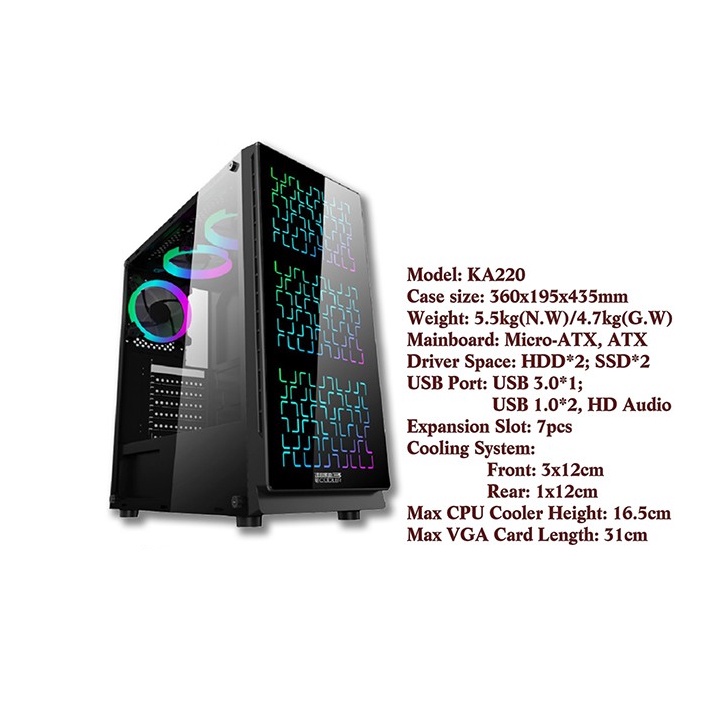 Case VSP KA - 220 Gaming kính cường lực - Không Kèm Fan