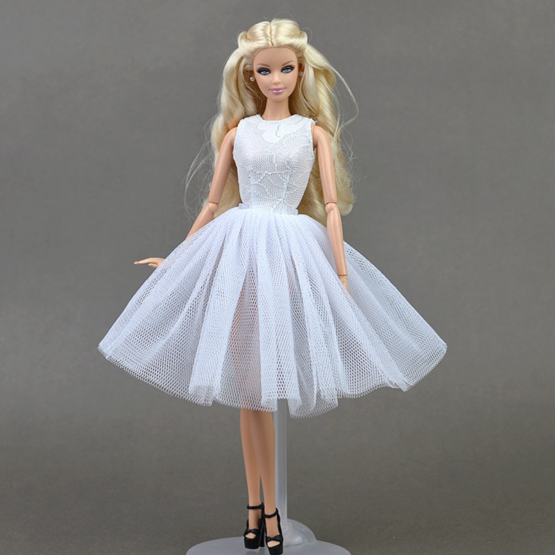 Đầm Múa Ba Lê Phối Ren Màu Trắng Cho Búp Bê Barbie