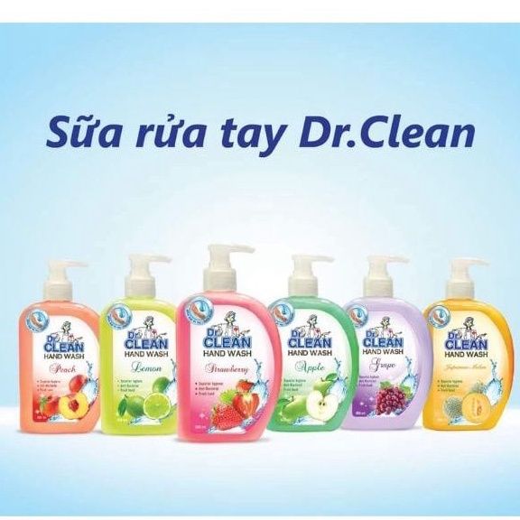 (TẶNG KHĂN ƯỚT 20 TỜ) Sữa rửa tay Dr.Clean 5 Mùi 500g