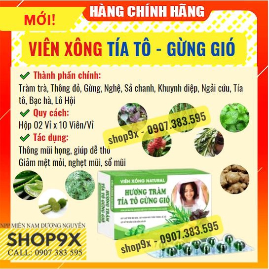 Viên Xông Hương Tràm Báo Gấm - Tinh Dầu Thảo Dược Xông Giải Cảm (20 Viên/ Hộp)