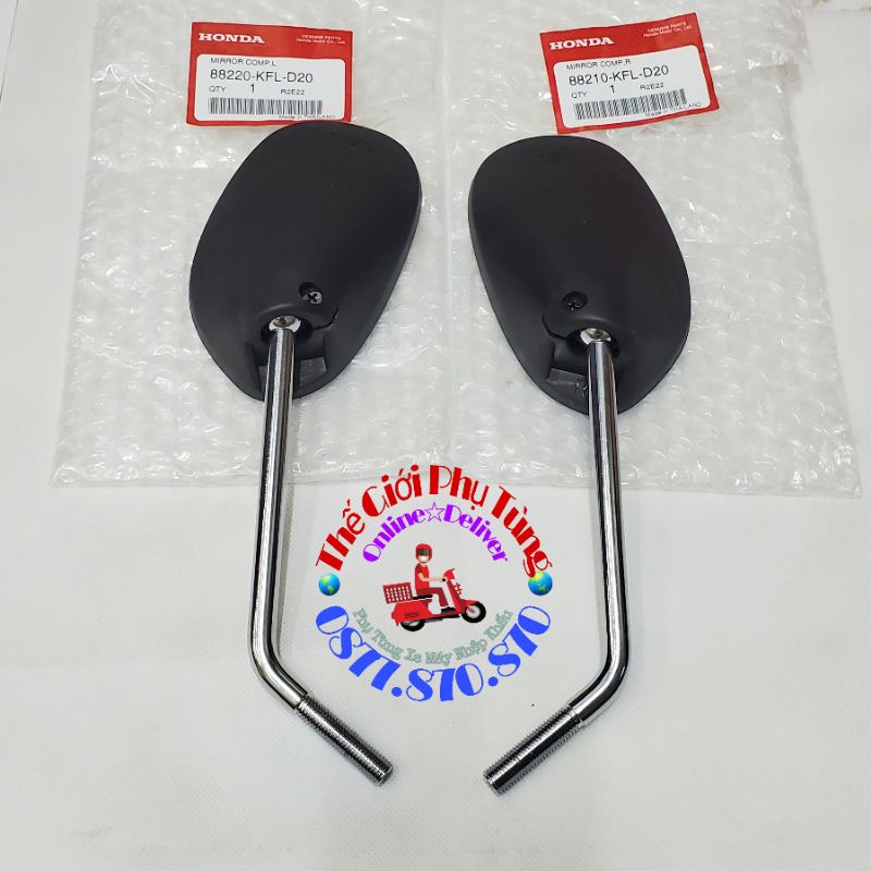 Kính hậu - Kiếng hậu Wave thái gọng xi, đen zin Thái Lan - 88220-KBA-930 /88210-KBA-930 /88220-KFL-D20 /88210-KFL-D20