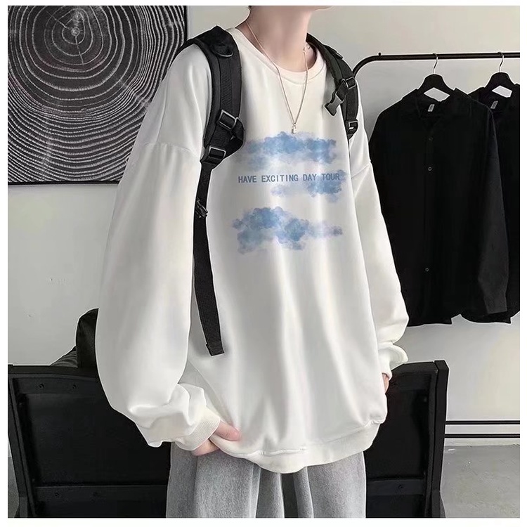 Áo sweatshirt cotton dáng rộng họa tiết chữ thời trang hiphop ulzzang thu đông cho unisex Y29