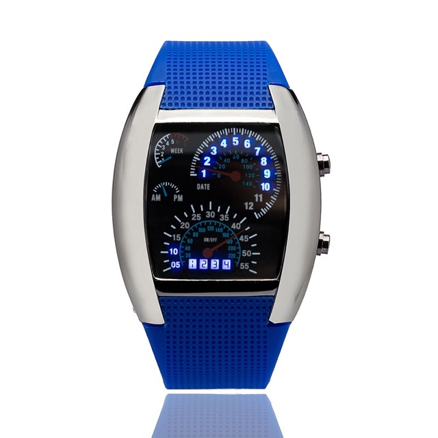 Đồng hồ thể thao unisex Ulzzang đèn led dây cao su mặt bầu thời trang năng động | BigBuy360 - bigbuy360.vn