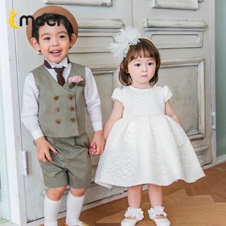 Váy gấm nơ lưng cho bé gái