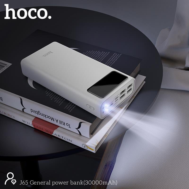 Sạc dự phòng 40000 mah 30000mah Hoco J65A 4 cổng sạc cùng 4 thiết bị Tích hợp Led hiển thị Đèn Pin