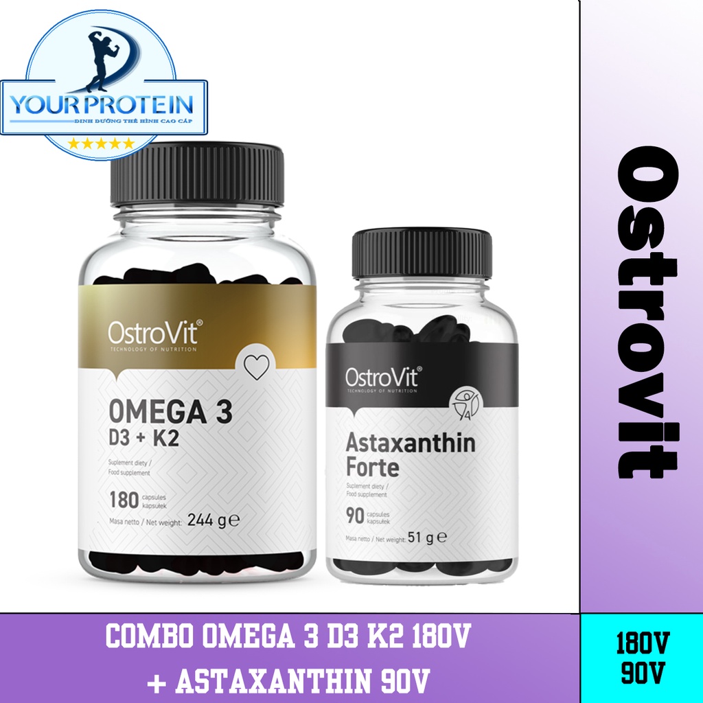 Combo Omega 3 D3 K2 & Astaxanthin Ostrovit Tăng Cường Sức Khỏe - Chống Lão Hóa