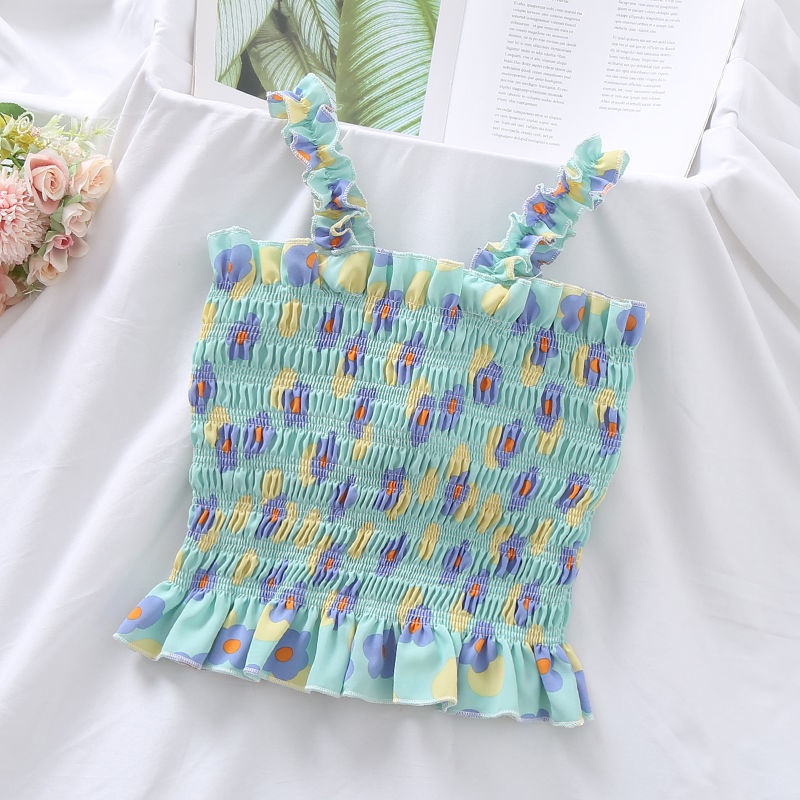 Áo Hai Dây Co Giãn Họa Tiết Hoa Thời Trang Mùa Hè Dễ Phối Đồ Cho Nữ