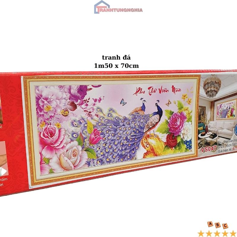 Tranh đính đá công phu thê viên mãn 1m20 x 60cm - 1m50 x 70cm