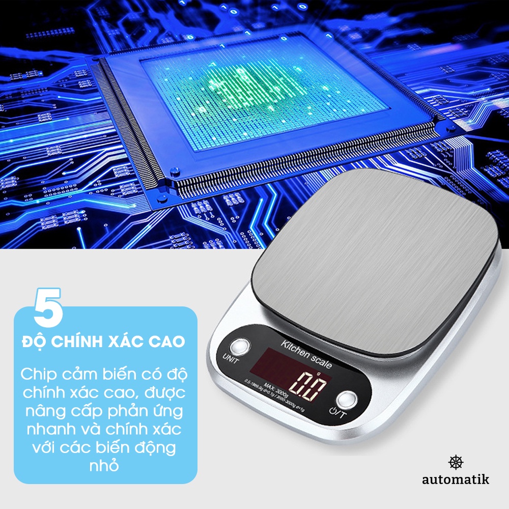 Cân Tiểu Ly Điện Tử Nhà Bếp, Mini, Cao Cấp - Automatik