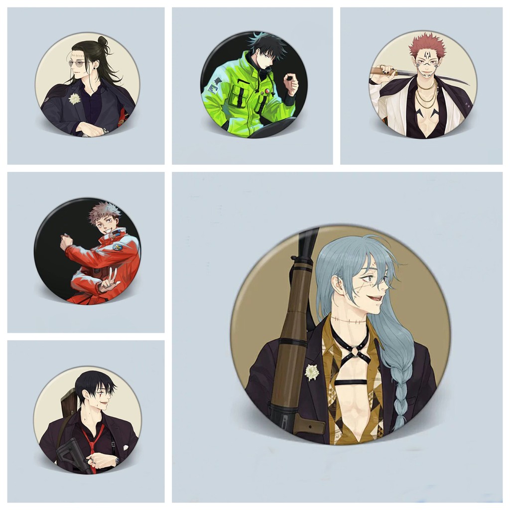 Combo 12 huy hiệu cài áo IN HÌNH Jujutsu Kaisen Chú thuật hồi chiến ver hiện đại anime chibi dễ thương tiện lợi