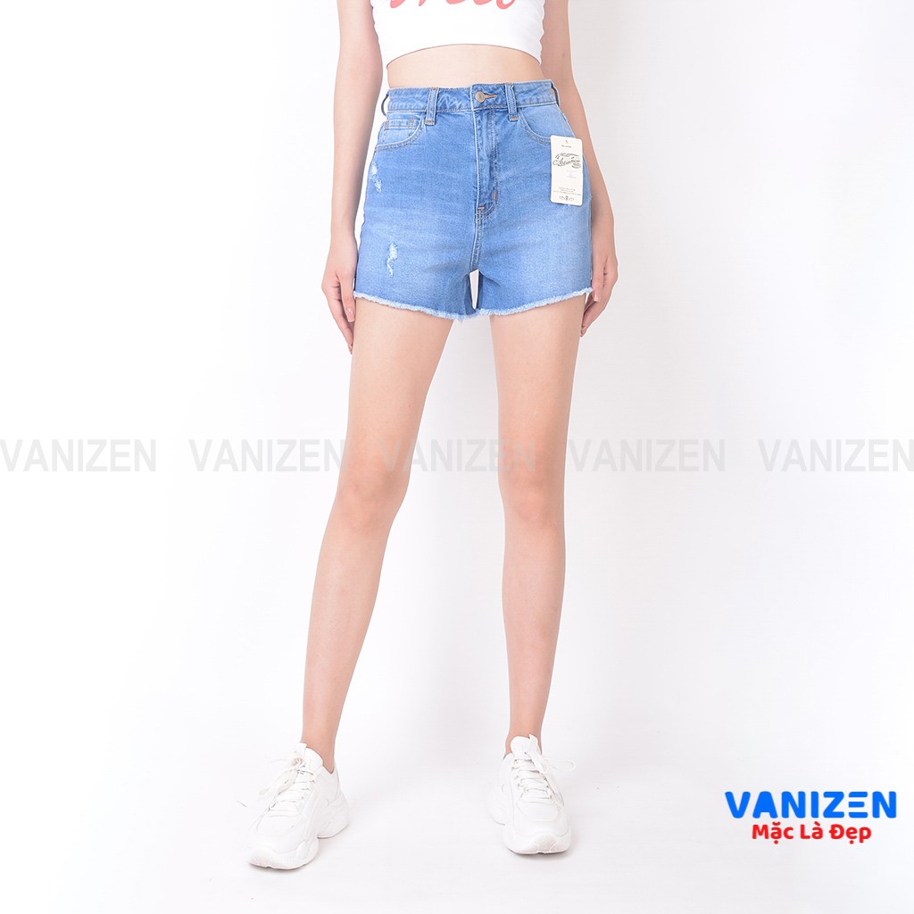 Quần short jean nữ ngắn đẹp lưng cao cạp cao tua rua gấu rách hàng hiệu cao cấp mã 431 VANIZEN