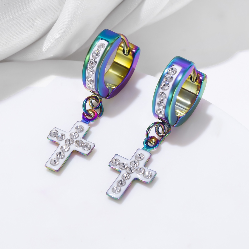 Khuyên Tai Tròn Bằng Thép Không Gỉ Đính Đá Thời Trang Mới Cho Nam Nữ