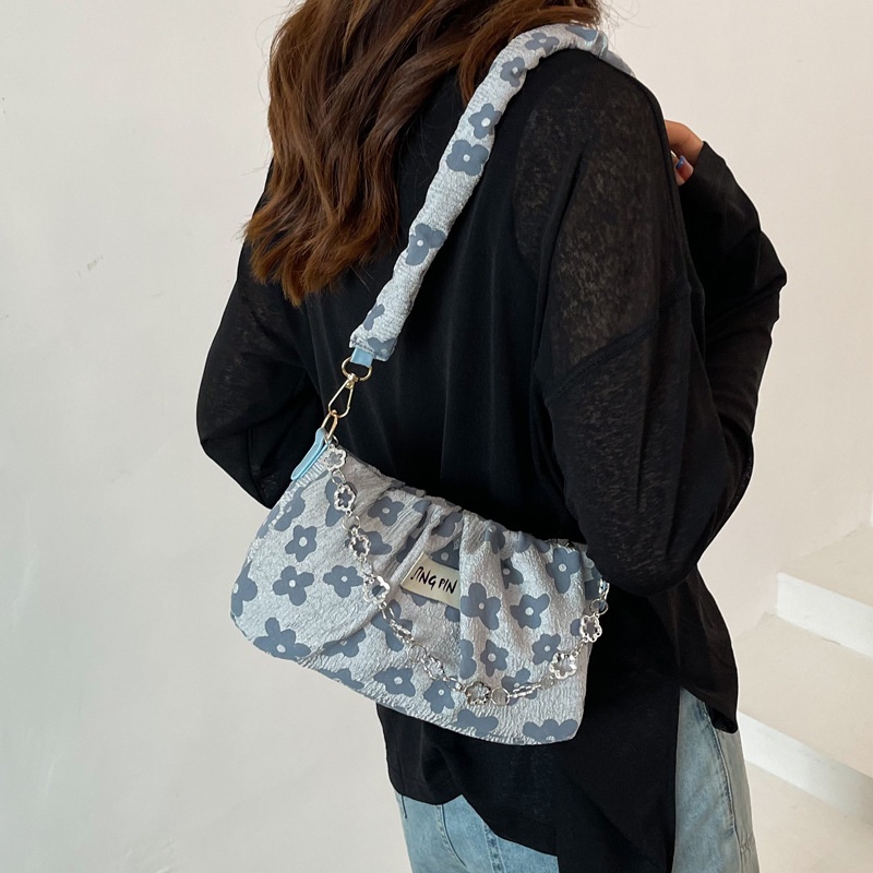 Túi đeo vai JASMIN NOIR vải canvas phối chuỗi dây xích phong cách boho thời trang dành cho nữ