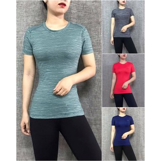 Áo thể thao gym yoga, tay ngắn HIYE trơn, phối lưng có size lớn 70kg -TSF046