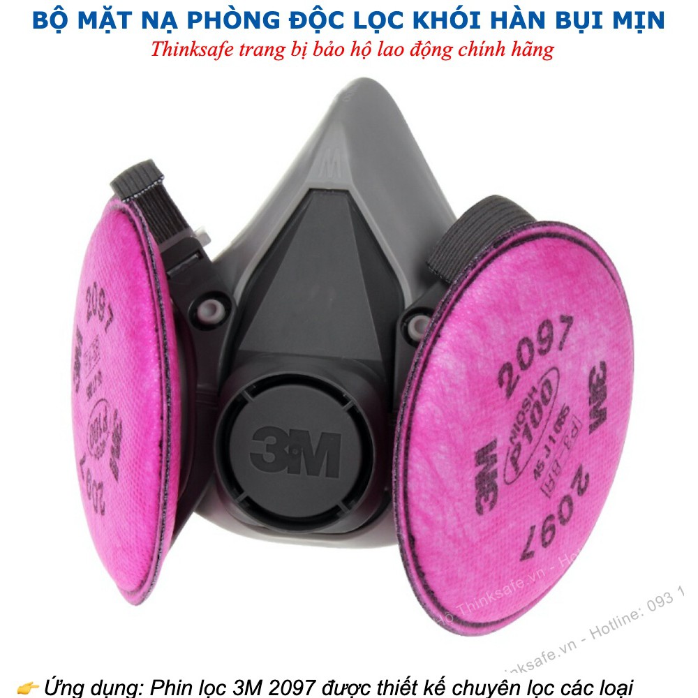 Mặt nạ phòng dịch 3M 6200 phin lọc 3M 2097 lọc bụi mịn pm2.5, khói hàn, chống hơi sơn- Bảo Hộ Thinksafe