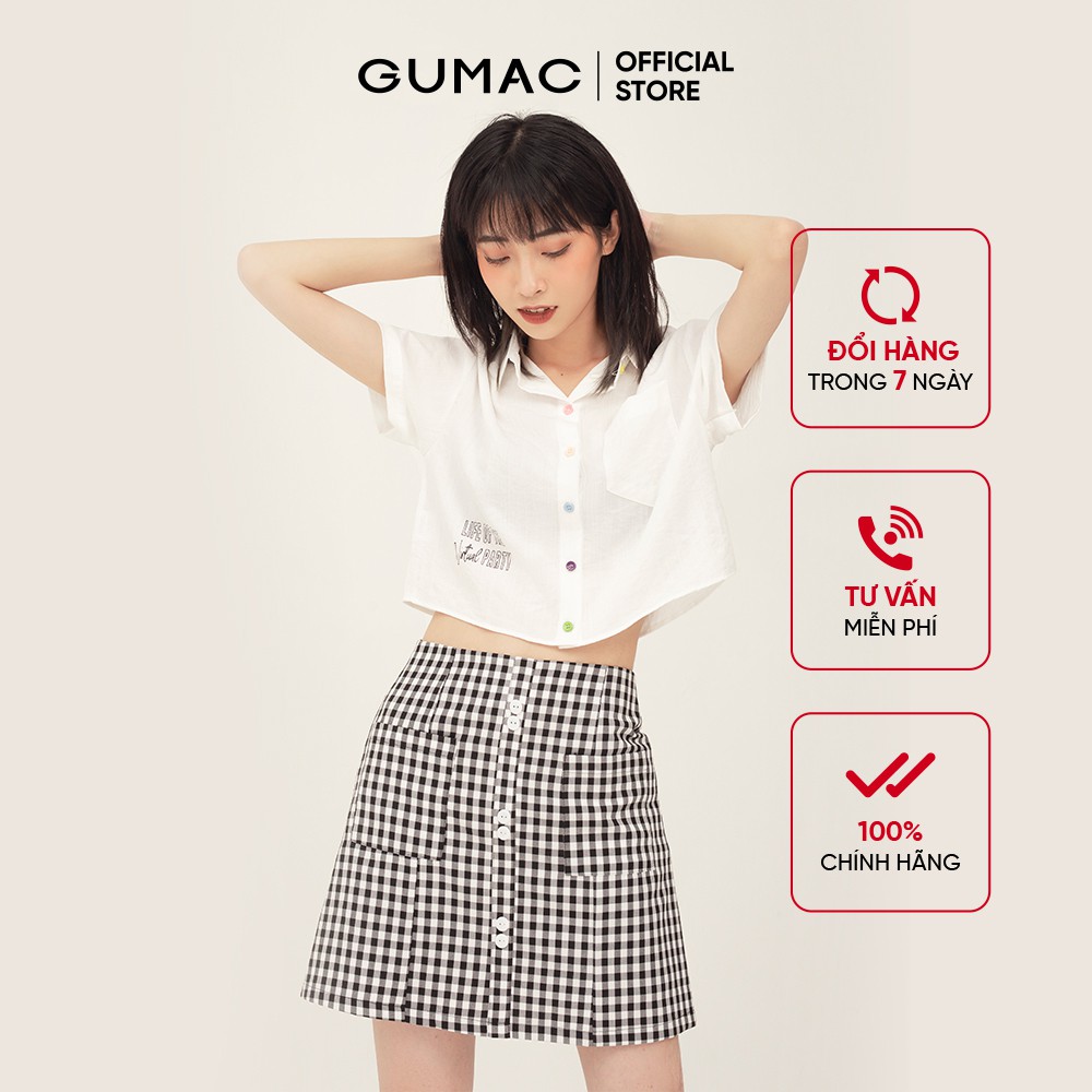 [Mã WABRGU55 giảm 15% đơn 149K] Chân váy nữ sọc caro GUMAC dáng chữ A, màu đen phong cách basic VB326 | BigBuy360 - bigbuy360.vn