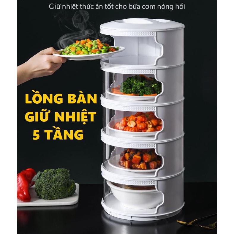 Lồng Bàn 5 Tầng Giữ Nhiệt Đa Năng 𝑯𝑨̀𝑵𝑮 𝑳𝑶𝑨̣𝑰 1,Đậy Thức Ăn Sạch Sẽ Chống Ruồi Muỗi , Bụi Bặm Cực Kỳ Tiện Lợi