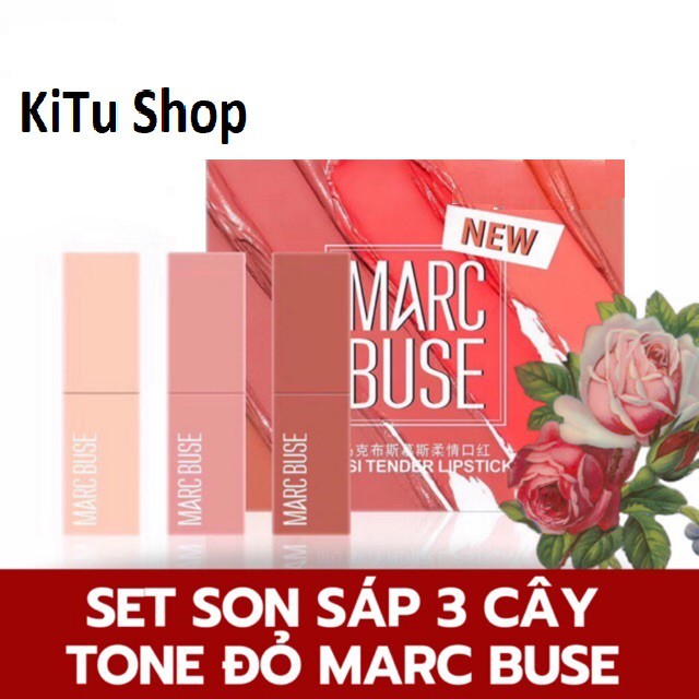 🧡 🧡 Set Son Thỏi 3 Cây MARC BUSE Tone Đỏ