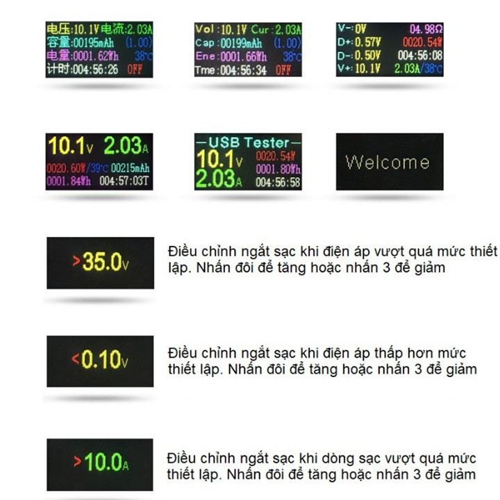 Usb tester / Thiết bị kiểm tra đo dòng điện, điện áp J7-c