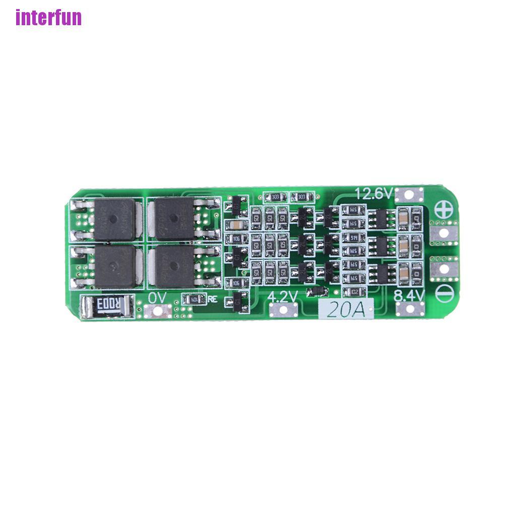 [Interfun1] 3S 20A 12.6V Cell 18650 Li-Ion Lithium Battery Charger Bms Protection Pcb Board [Fun]